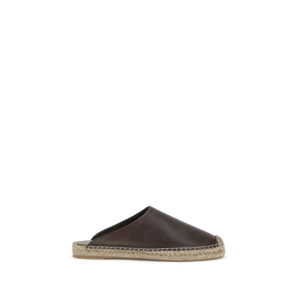 Brunello Cucinelli Brown Calf Leather Bos Taurus Espadrilles by Brunello Cucinelli