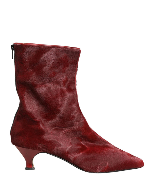 Dolce & Gabbana Burgundy Mid Calf Boots Shoes by Dolce & Gabbana