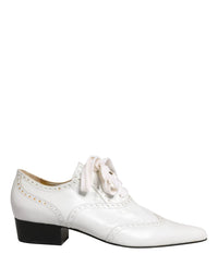Dolce & Gabbana White Leather Brogue Oxford Lace Up Shoes by Dolce & Gabbana