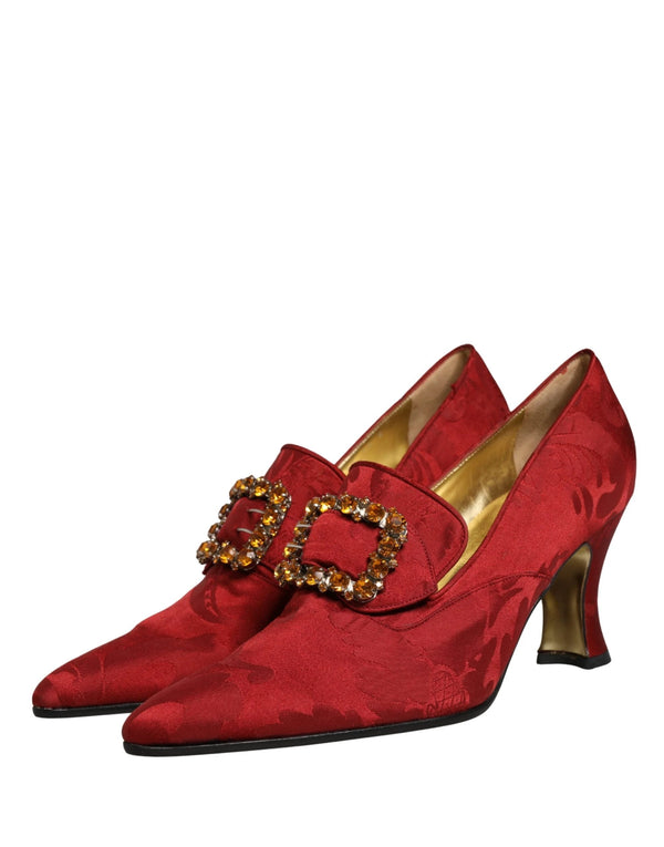 Dolce & Gabbana Red Brocade Crystal High Heel Pumps Shoes by Dolce & Gabbana