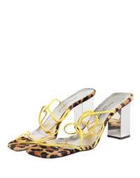 Dolce & Gabbana Multicolor Leather Block Heels Sandals Shoes by Dolce & Gabbana