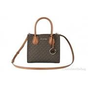 Michael Kors MICHAEL KORS Mercer 35S1GM9M2B Medium Logo And Leather Accordion Crossbody Bag In Brown by Michael Kors