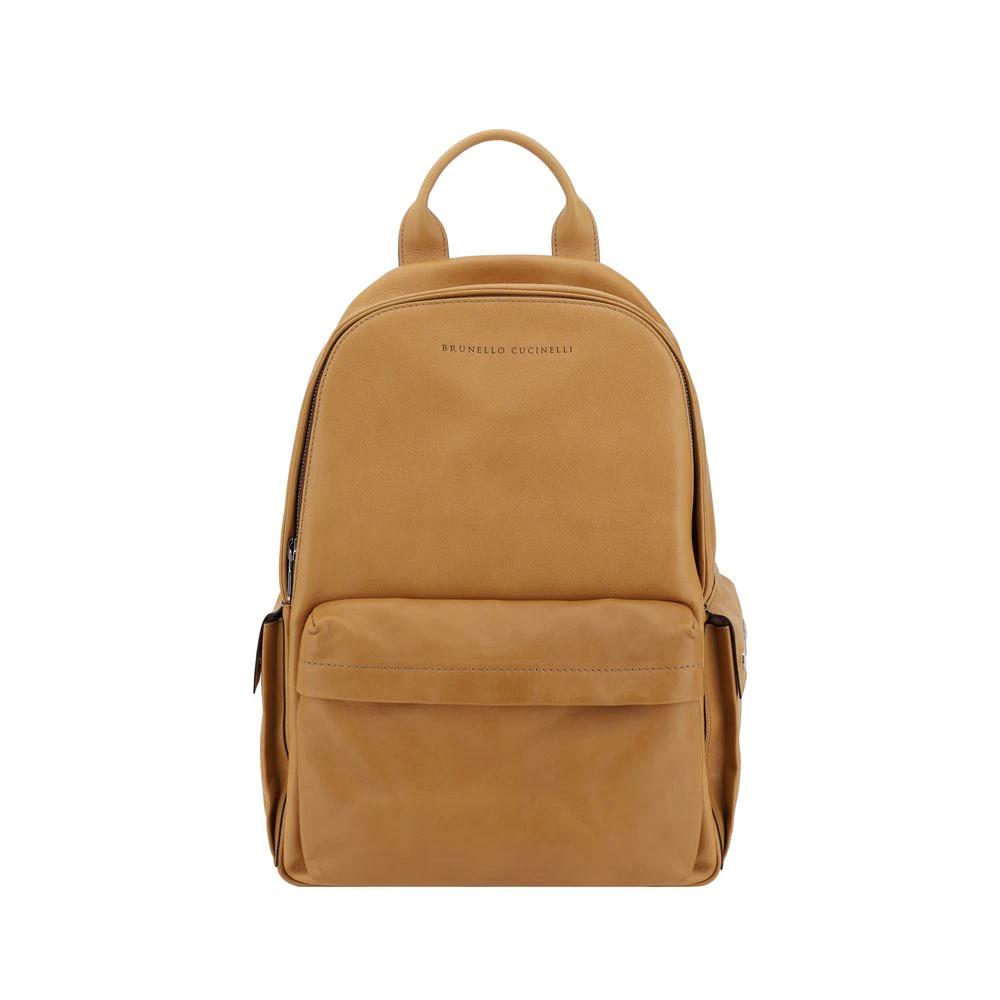 Brunello Cucinelli Brown Calf Leather Bos Taurus Backpack by Brunello Cucinelli