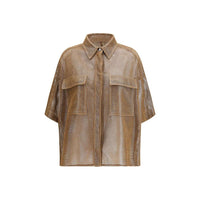 Brunello Cucinelli Brown Denim Shirt by Brunello Cucinelli