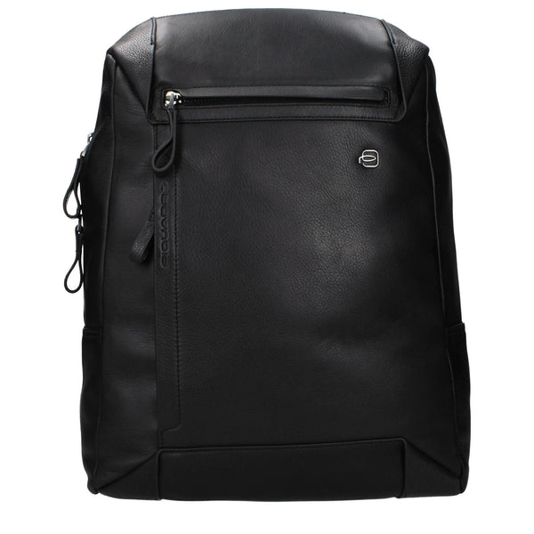 Piquadro Black Leather Backpack by Piquadro