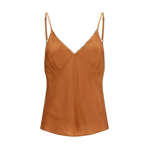 Forte_Forte Orange Silk Sleeveles T-Shirt by Forte_Forte