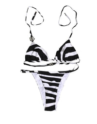 Dolce & Gabbana Black White Zebra Bikini Top Bottom Swimwear by Dolce & Gabbana