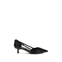 Prada Black Calf Leather Bos Taurus Mid Heel Pumps by Prada