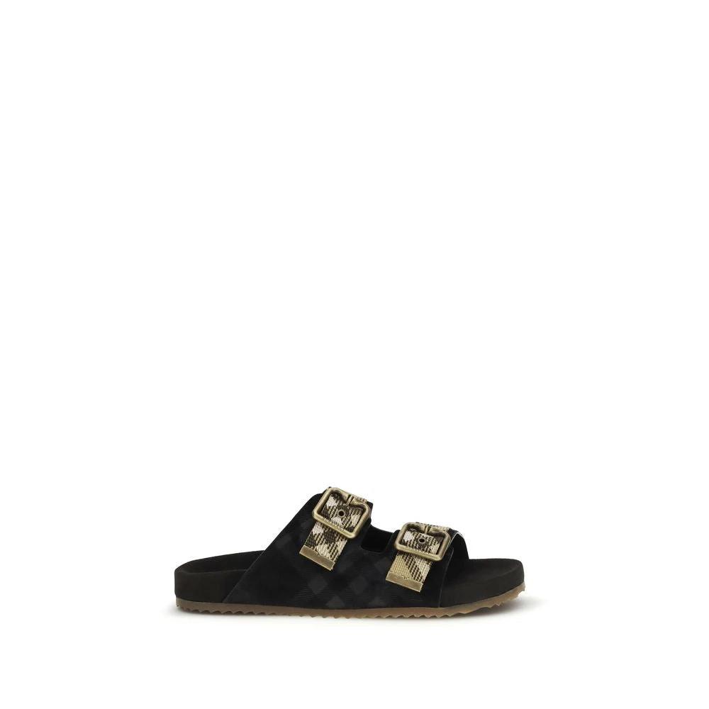 Burberry Black Calf Leather Bos Taurus Strap-On Sandals by Burberry