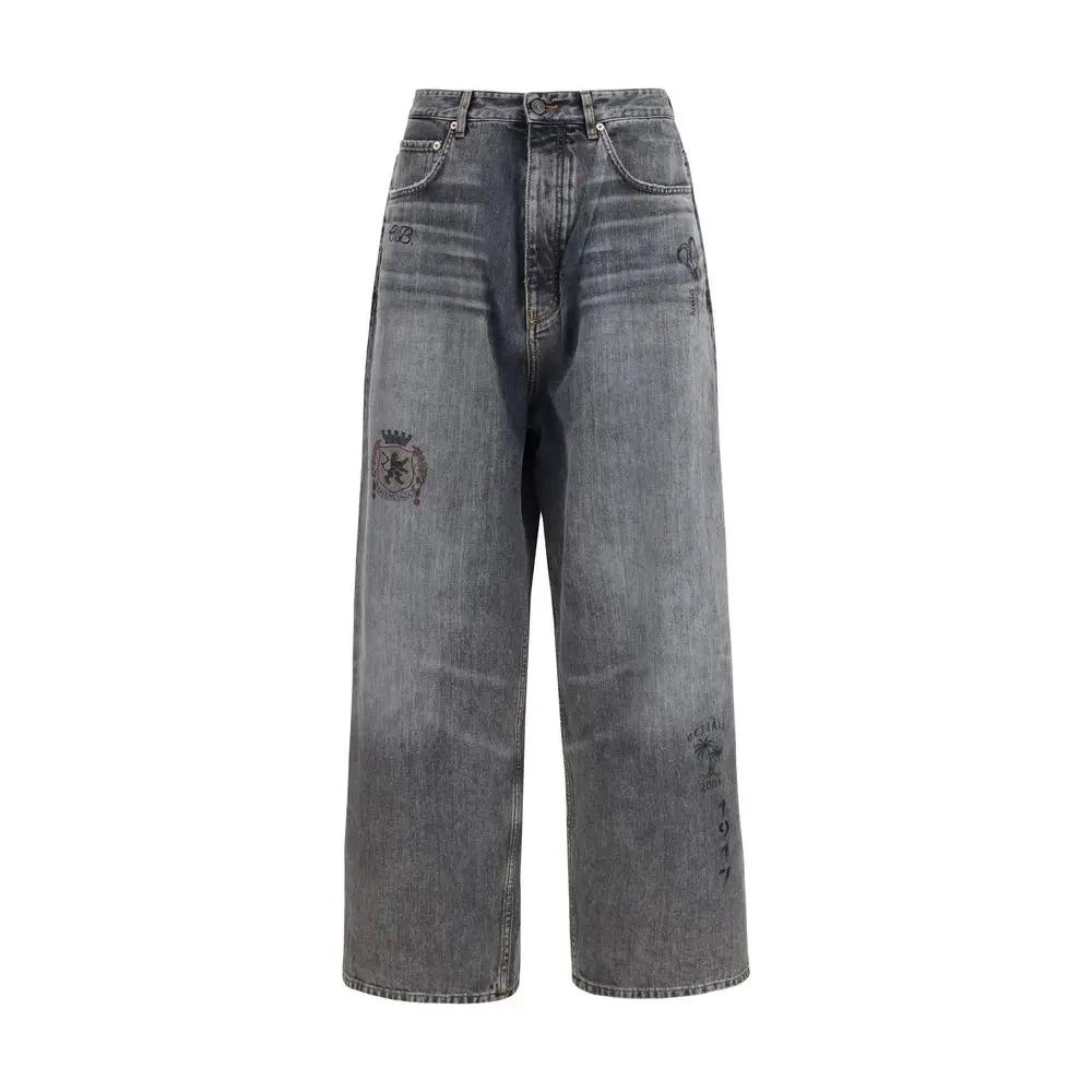 Balenciaga Gray Cotton Casual Pants by Balenciaga