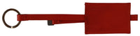 Costume National Red Leather Branded Logo Keyring Keychain