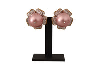 Dolce & Gabbana Gold Tone Maxi Faux Pearl Floral Clip-on Jewelry Earrings