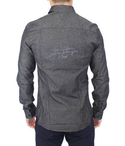 Ermanno Scervino Denim Jeans Cotton Casual Gray Stretch Shirt