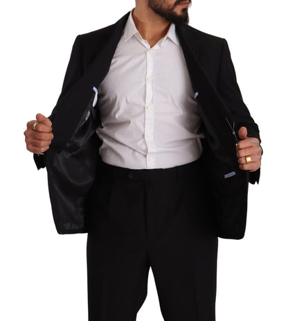 Domenico Tagliente Black Polyester Single Breasted Formal Suit