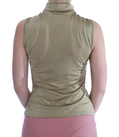 Exte Gold Nylon Turtleneck Top Blouse