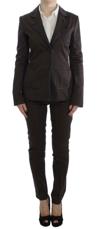 Exte Brown Stretch Two Button Suit
