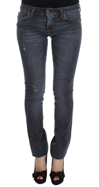 Cavalli Blue Wash Cotton Blend Slim Fit Jeans