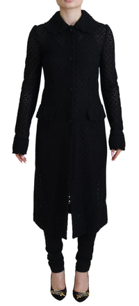 Dolce & Gabbana Black Button Down Long Blazer Cotton Jacket