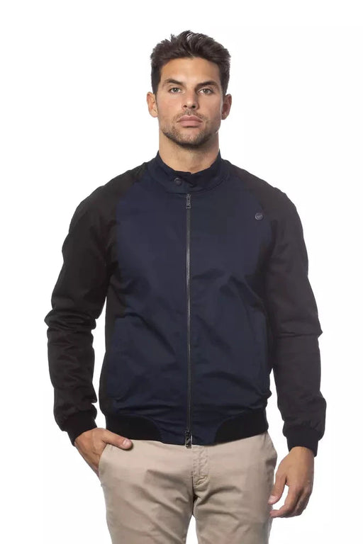Verri Blue Cotton Men's Bomber Jacket by Verri