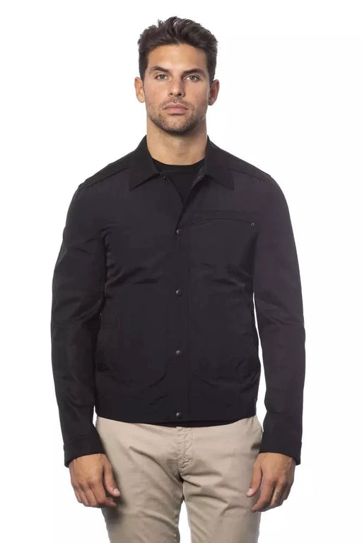 Verri Black Cotton Men Bomber Jacket by Verri