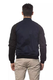 Verri Blue Cotton Men's Bomber Jacket by Verri