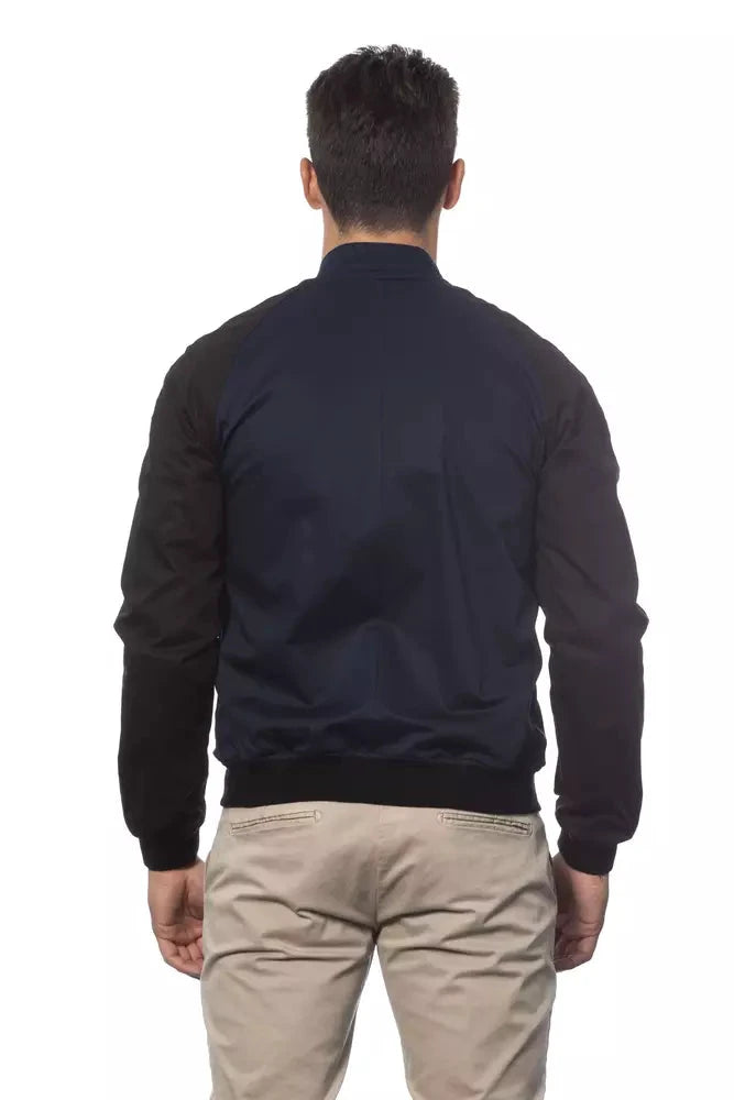 Verri Blue Cotton Men's Bomber Jacket by Verri