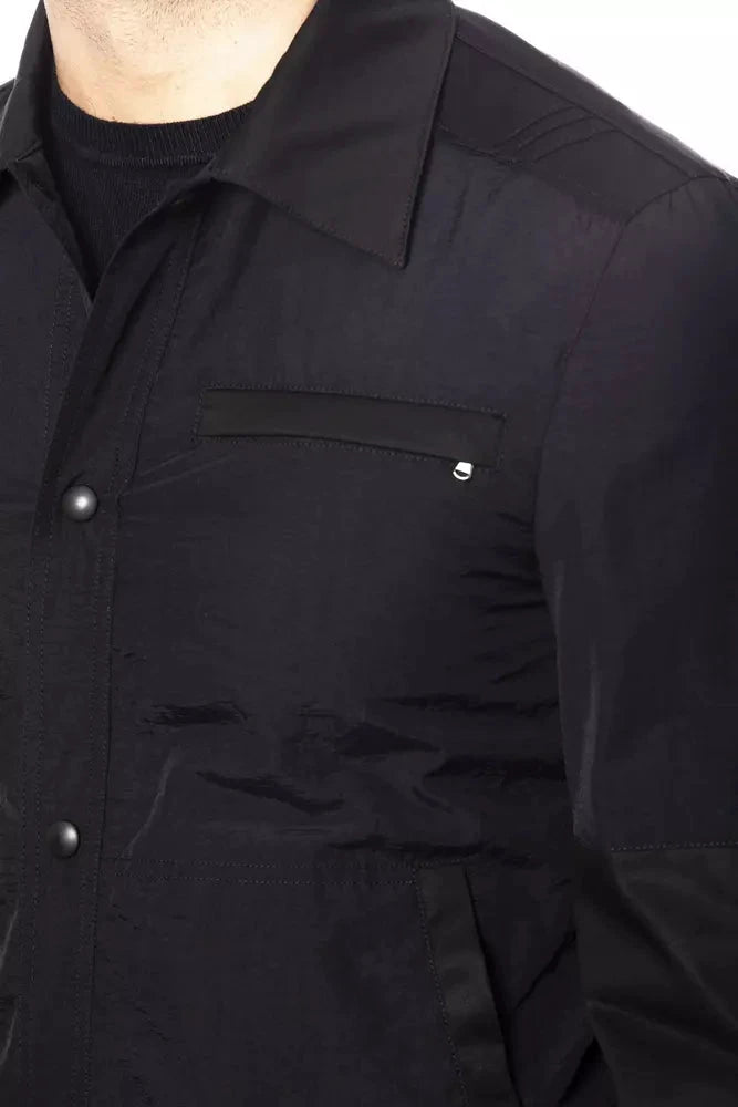 Verri Black Cotton Men Bomber Jacket by Verri