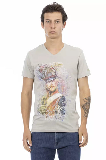 Trussardi Action Gray Cotton Men's V-Neck T-Shirt