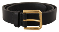 Dolce & Gabbana Brown Classic Leather Gold Metal Buckle Belt