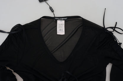 Dolce & Gabbana Black Viscose Bodycon Sheath Midi Dress