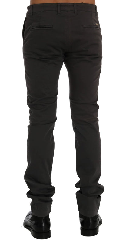 GF Ferre Gray Cotton Stretch Chinos Pants