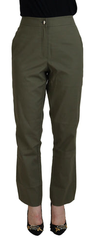LAUREL Green Cotton High Waist Women Tapered Pants