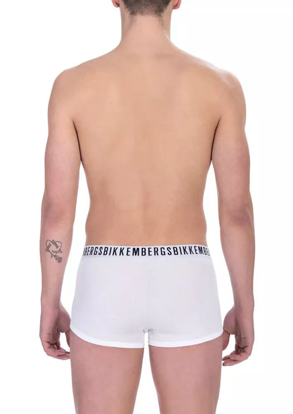 Bikkembergs White Cotton Men Underwear Trunk Duo