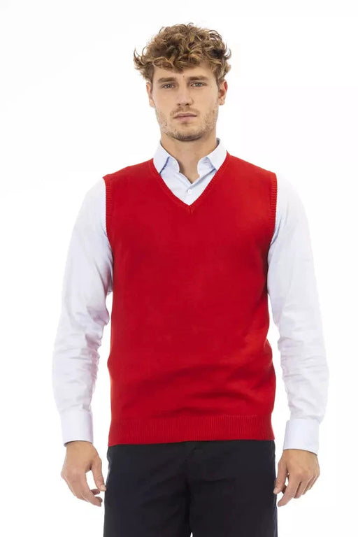 Alpha Studio Red Viscose Men Jacket by Alpha Studio