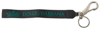 Dolce & Gabbana Black DG Logo Rubber Silver Tone Metal Keychain