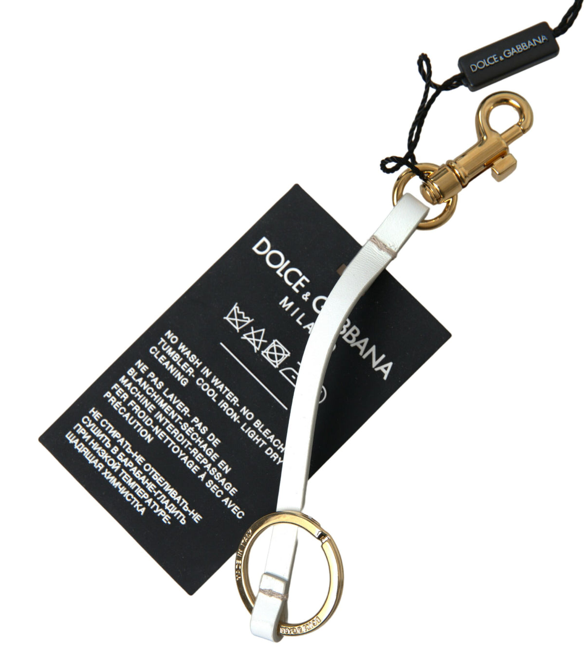 Dolce & Gabbana Black Silicone DG Logo Gold Brass Keychain - EUROFINAS.COM