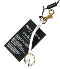 Dolce & Gabbana Black Silicone DG Logo Gold Brass Keychain - EUROFINAS.COM