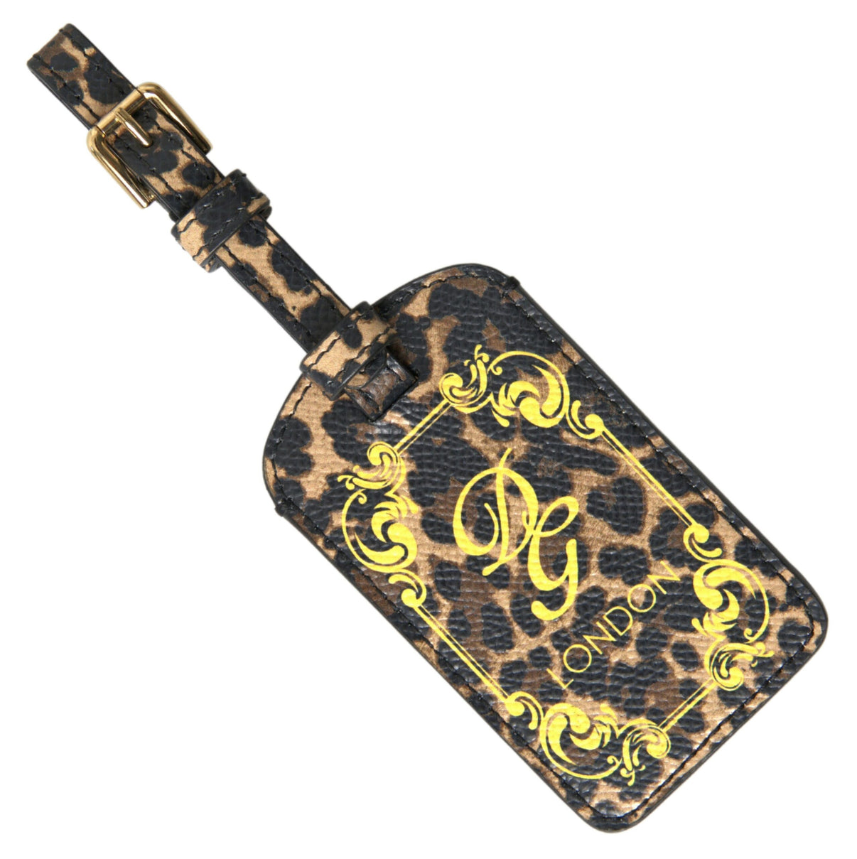 Dolce & Gabbana Multicolor Leopard Dauphine Leather DG Logo Luggage Tag - EUROFINAS.COM