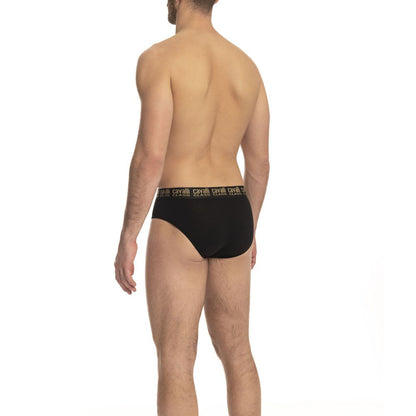 Cavalli Class Black Cotton Men Brief Pack