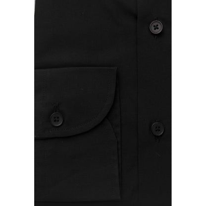 Bagutta Black Cotton Men's Shirt Slim Fit With French Collar