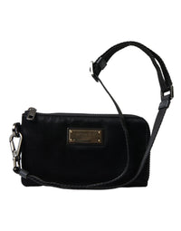 Dolce & Gabbana Black Nylon Logo Plaque Keyring Pouch Clutch Bag