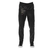 Trussardi Black Lamb Leather Men Trouser