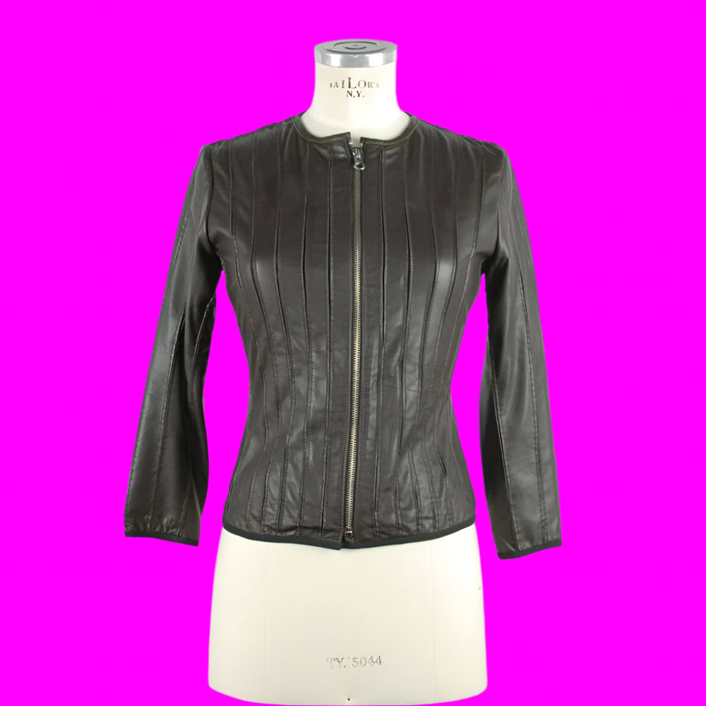 Emilio Romanelli Black Leather Women Jacket