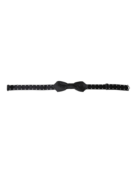 Dolce & Gabbana Black Silk Polka Dot Adjustable Neck Men Papillon Bow Tie