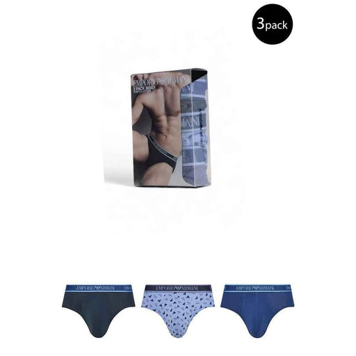 Emporio Armani Underwear Blue Cotton Briefs by Emporio Armani Underwear