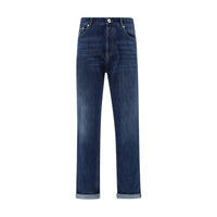 Brunello Cucinelli Blue Cotton Straight-Leg Jeans