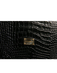 Dolce & Gabbana Elegant Black Leather Logo Plaque Holder Catalogue Case
