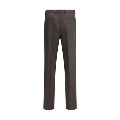 Brunello Cucinelli Brown Fleece Wool Casual Pants