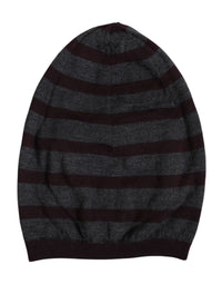 Dolce & Gabbana Gray Striped Wool Knitted Winter Beanie Hat