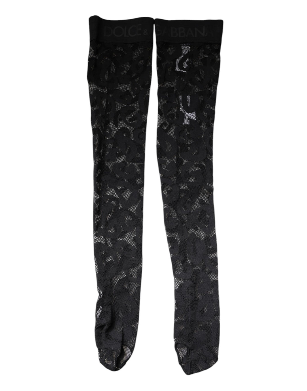 Dolce & Gabbana Black Floral Lace Cotton Stretch Stockings Socks